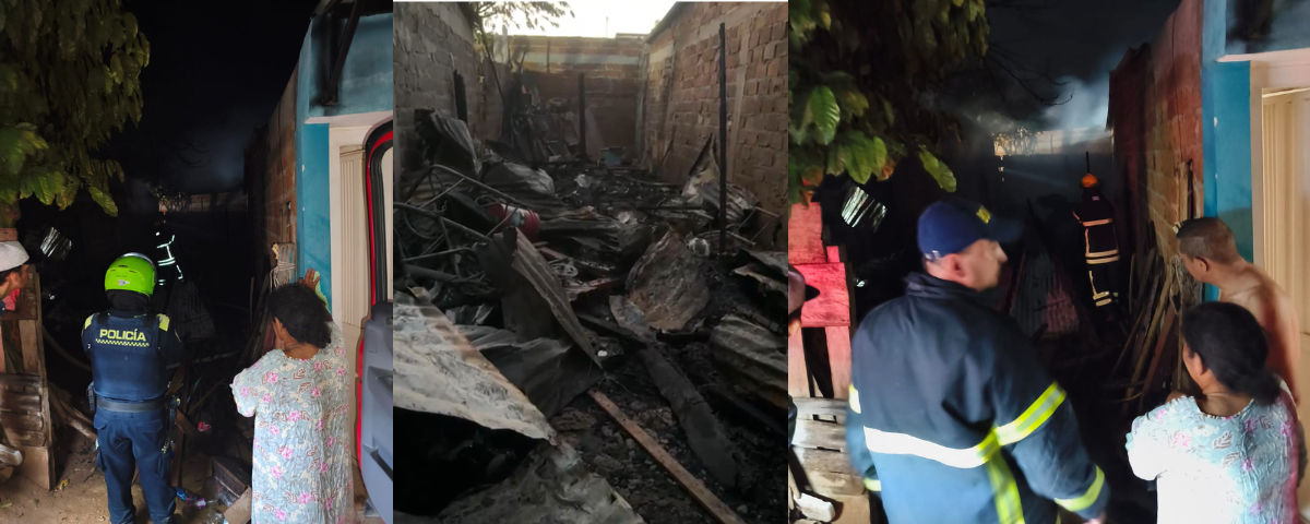 Adulto mayor perdió su vivienda y sufrió quemaduras tras incendio en el barrio Emanuel de Valledupar