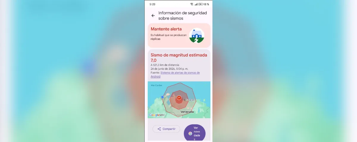 La notificación recibida en Valledupar proviene del Sistema de Alertas de Sismos de Android, un servicio gratuito de Google.