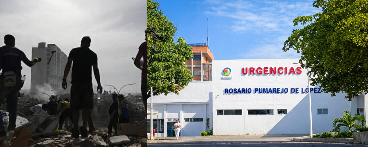 Fachada del hospital Rosario Pumarejo de López, centro de referencia en el Cesar que atiende al único paciente venezolano lesionado por el reciente terremoto en Venezuela