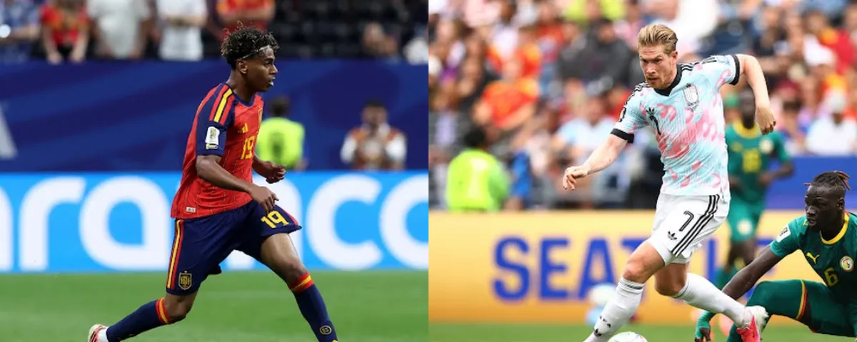 Lamin Yamal de España y Kevin De Bruyne de Bélgica