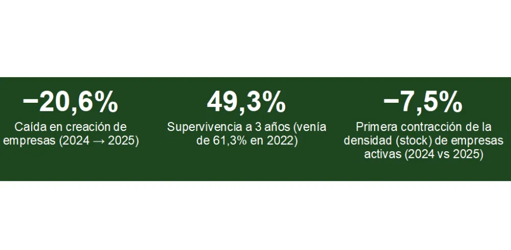 Casi 1 de cada 2 empresas no llega a cumplir 3 años