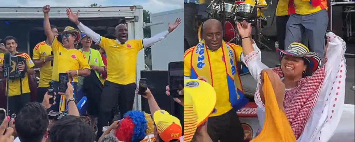 Alcalde de Kansas City celebrando con la hinchada colombiana