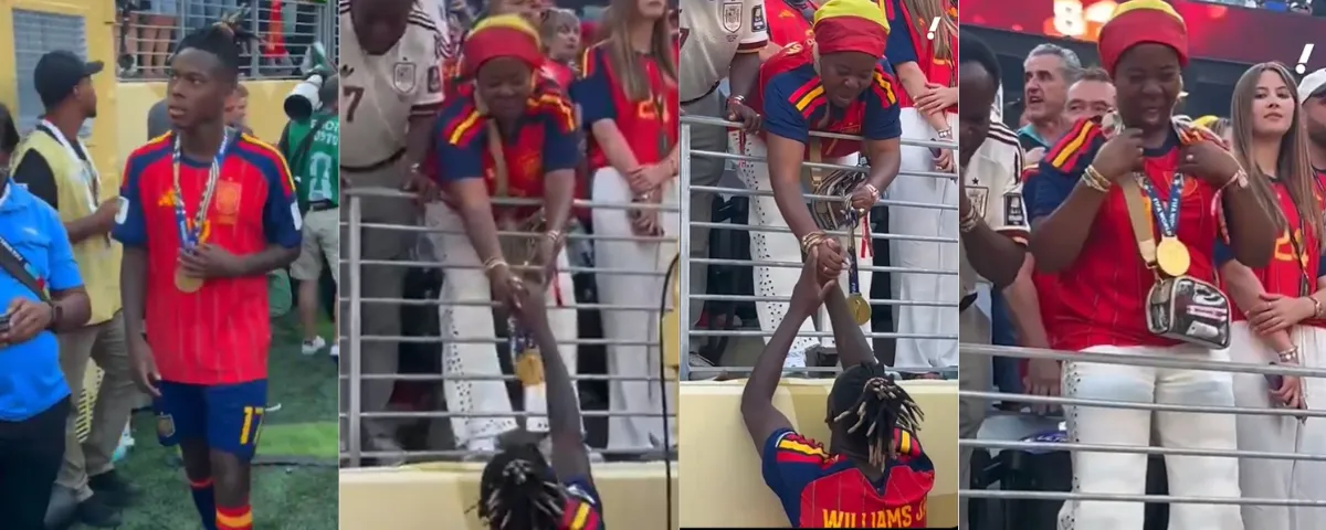 Nico Williams le entregó su medalla de campeón del Mundial 2026 a su madre, María Arthuer, como homenaje al sacrificio que hizo su familia para construir una nueva vida en España.