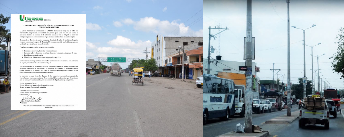 Comerciantes de Bosconia convocan cierre masivo cansados de las extorsiones