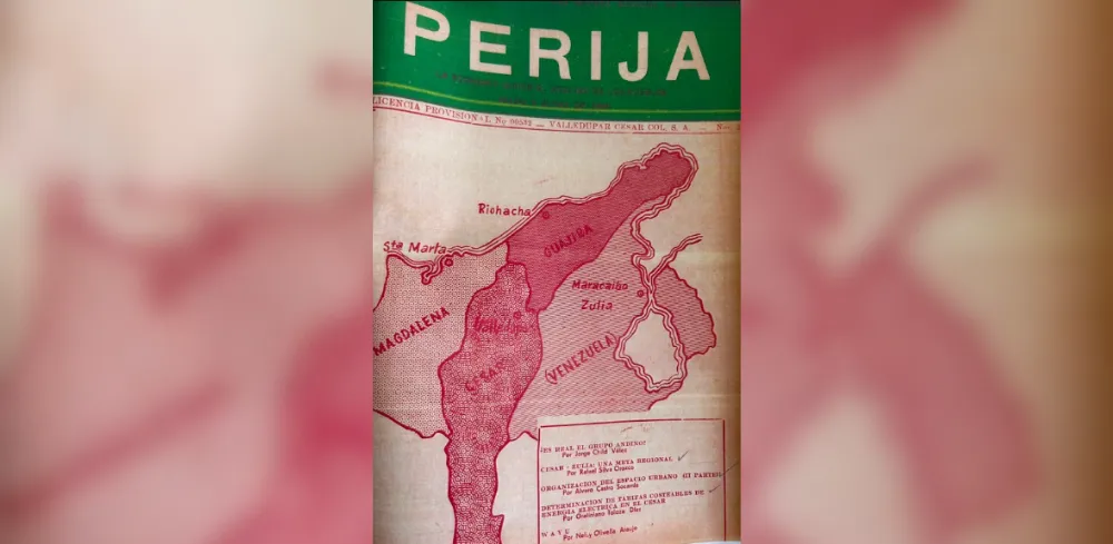 La portada de la revista Perijá de 1969 incluyó un mapa de la región fronteriza entre Colombia y Venezuela, escenario de la propuesta de integración económica entre el Cesar y el Zulia planteada por Rafael.