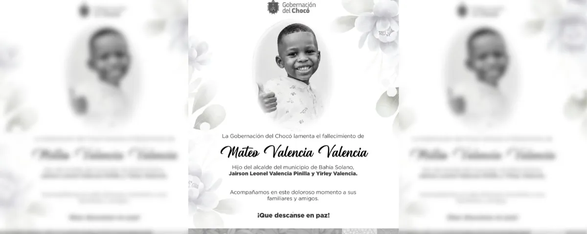 Mateo Valencia Valencia, de seis años, hijo del alcalde de Bahía Solano, falleció tras el desplome de una estructura durante el terremoto