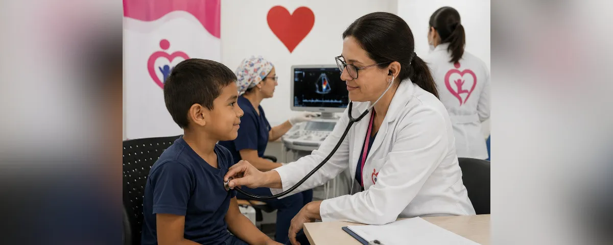 Equipo médico de la Fundación Cardioinfantil atiende a niños en una jornada de cardiología en Valledupar.