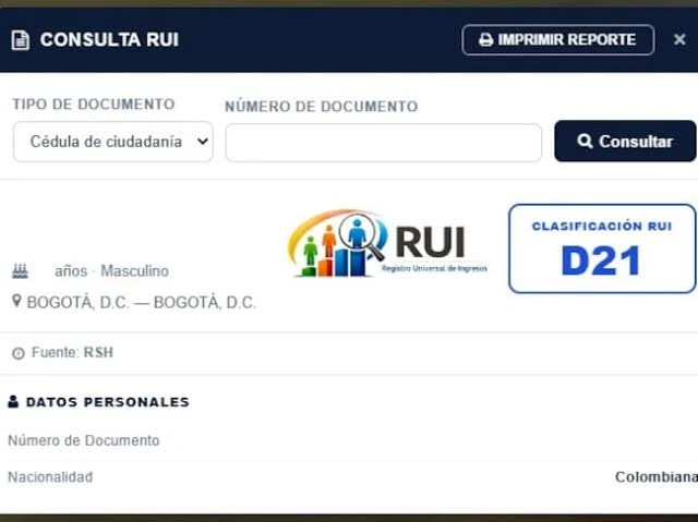 Los ciudadanos pueden consultar con su documento la información disponible en el RUI y descargar el certificado vigente del Sisbén durante la transición. Foto: RUI.