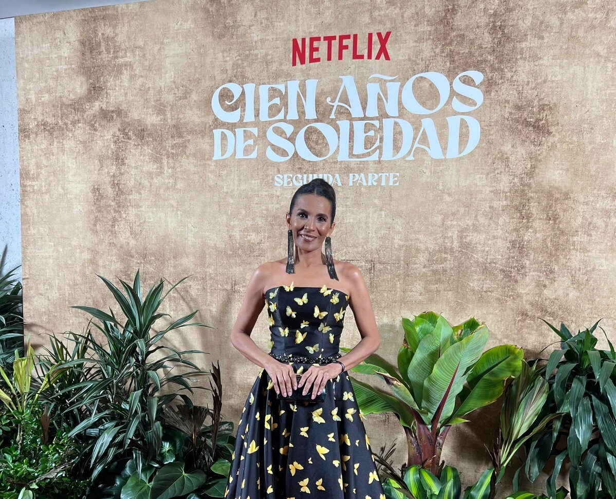 Ana Milena Machado, actriz vallenata que interpreta a Santa Sofía de la Piedad en Cien años de soledad, durante el estreno de la producción de Netflix. Foto: Cortesía.