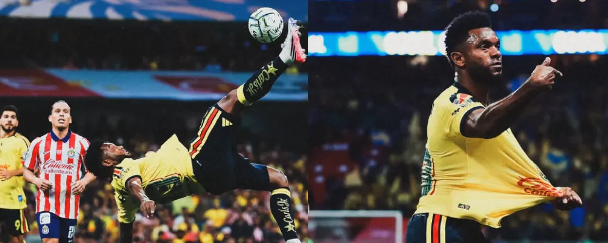 Miguel Borja marcó un espectacular gol de chilena en el clásico entre América y Chivas.