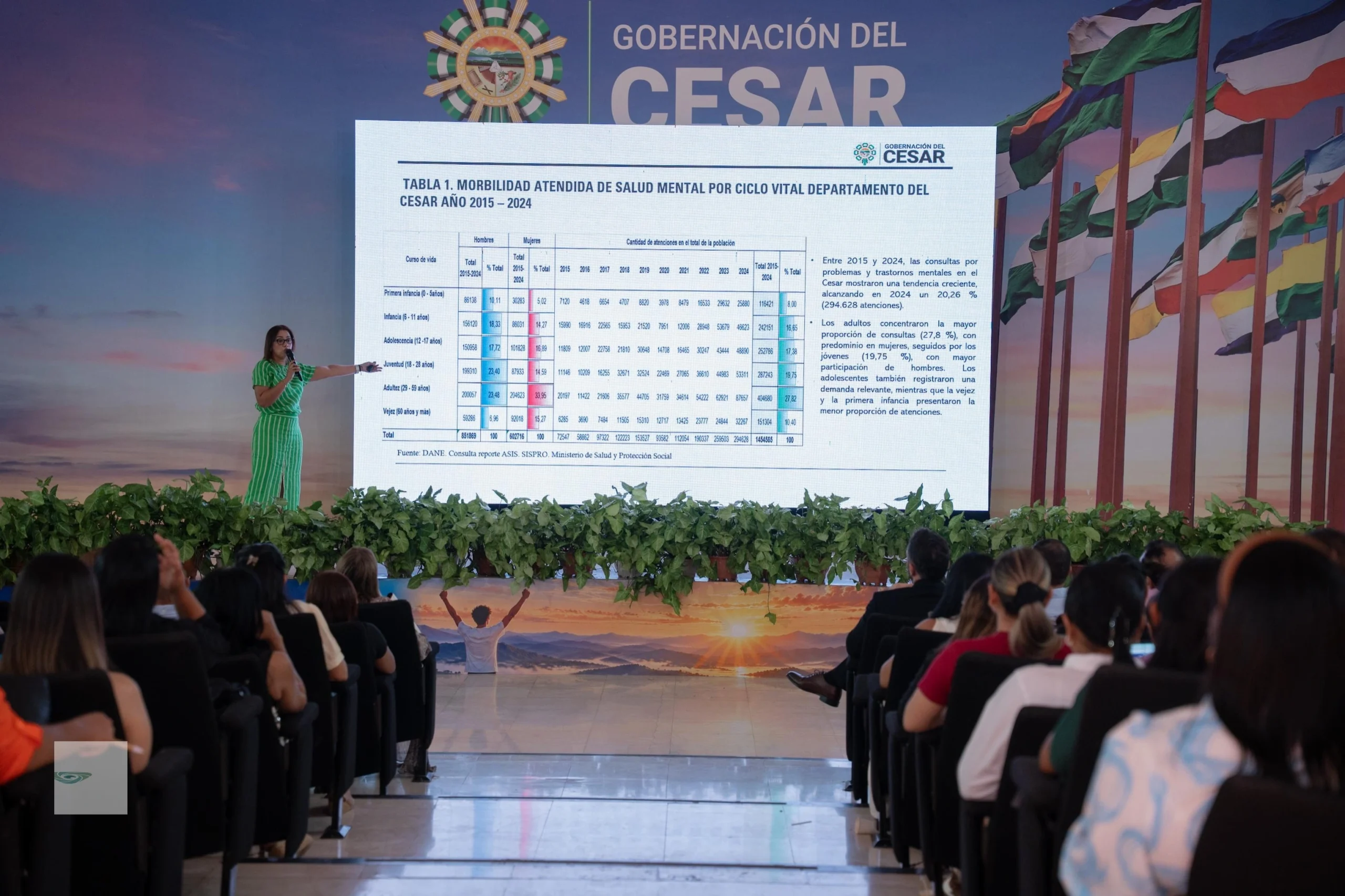La secretaria de Salud del Cesar, Georgina Sánchez Daza, presentó las cifras de atención en salud mental del departamento durante la Semana del Bienestar Emocional. Foto: Gobernación del Cesar.