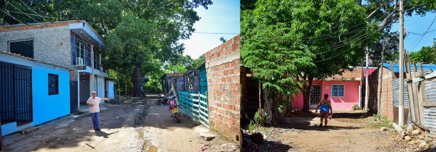 Casas de la margen derecha del río Guatapurí.