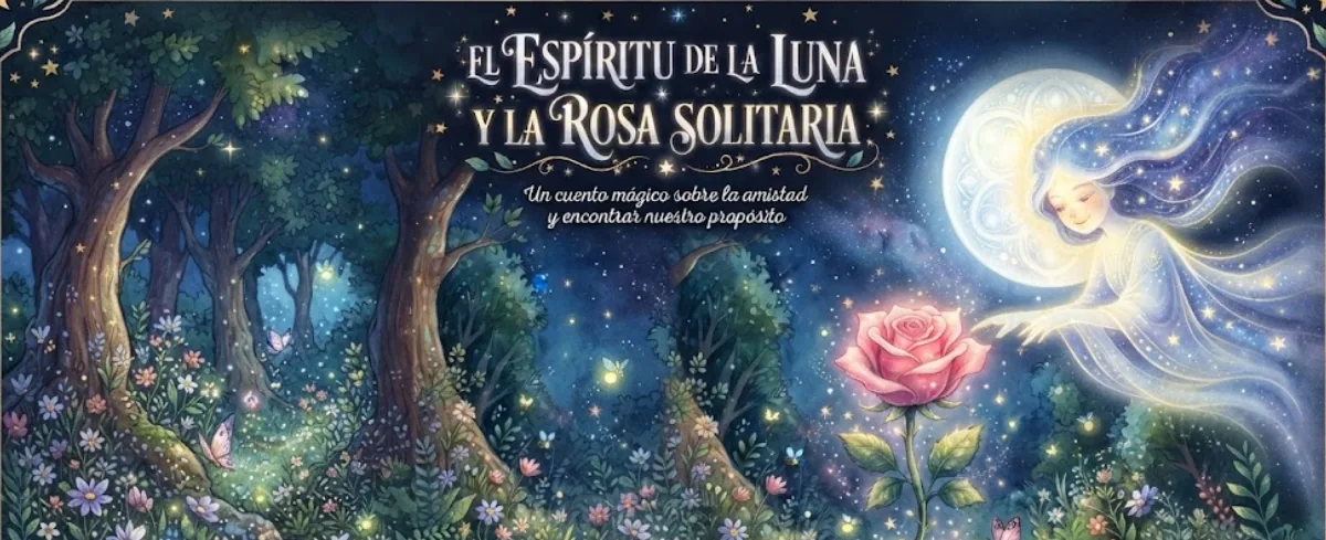 El espíritu de la luna y la rosa solitaria.