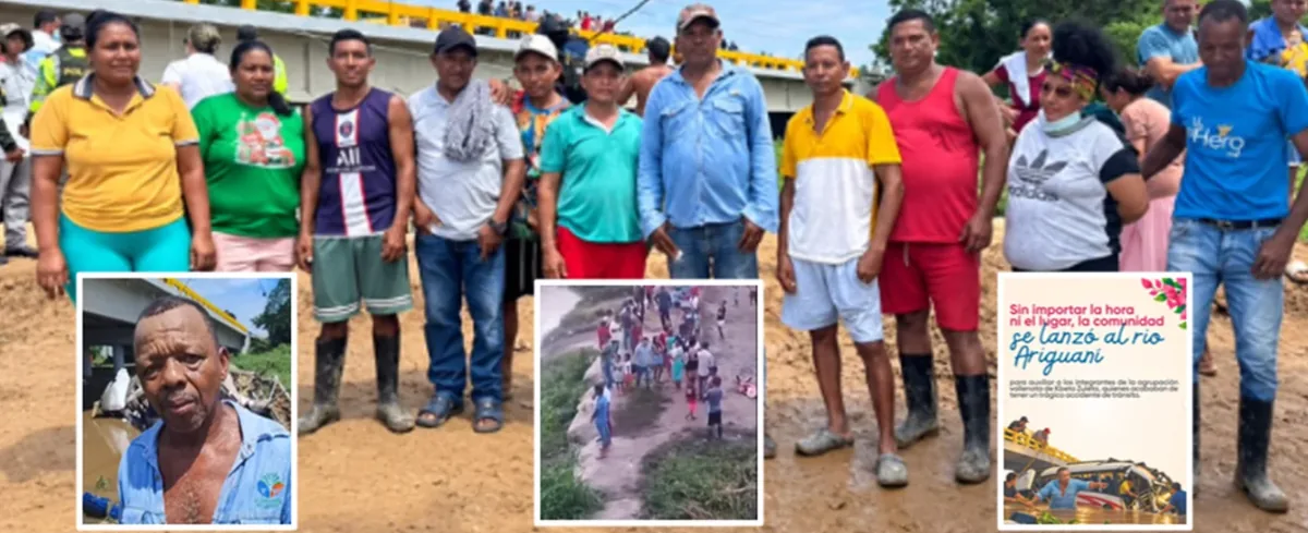 Comnicdad de Ariguaní que se lanzó al río para ayudar a integrantes de la agrupación de Kbeto Zuleta.