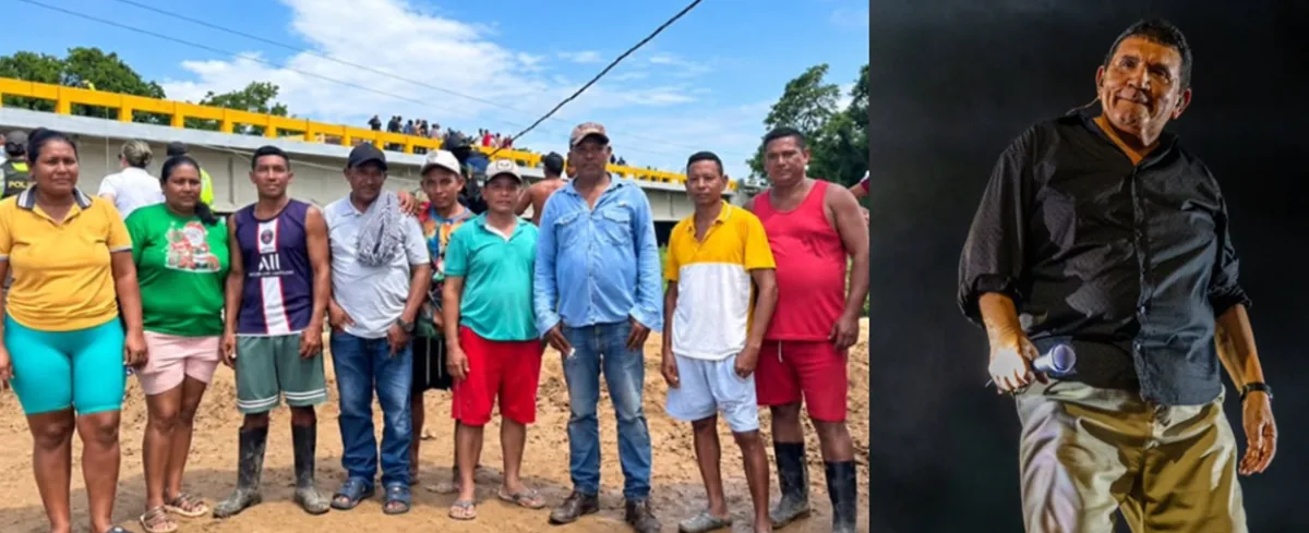 Poncho Zuleta y pobladores de Ariguaní que rescataron a su hijo y al resto de la agrupación vallenata.