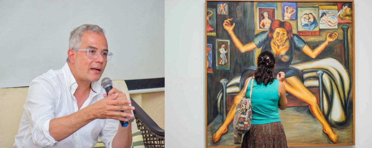 Fernando Gómez Echeverri, autor de Vidas de artistas, reflexionó sobre el protagonismo de las mujeres y el machismo en el arte colombiano durante su conversación con Juan Carlos Quintero, director de EL PILÓN, en Valledupar. Foto: Said Armenta/ MAMM